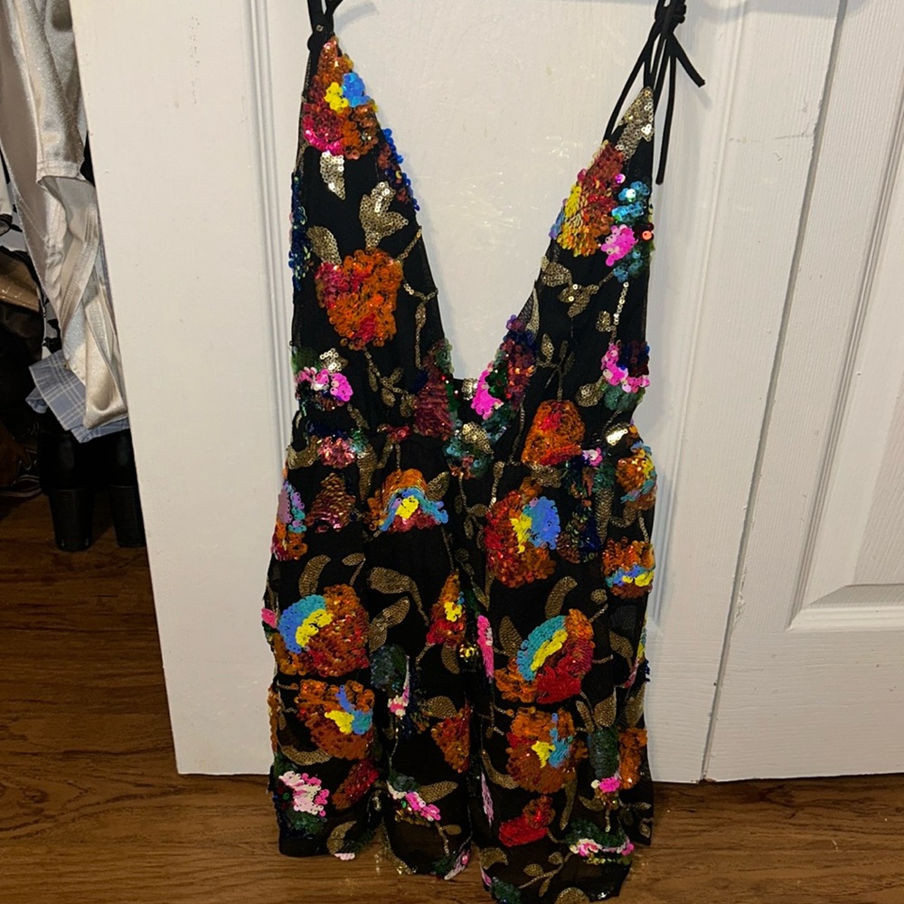 Lucy in the sky, multicolor black sequin dress